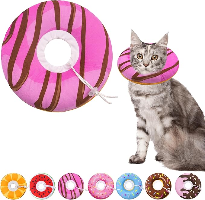 Cat Cone Collar Soft, Adjustable Cat Recovery Collars Kitten Cones to Stop by Seyezo