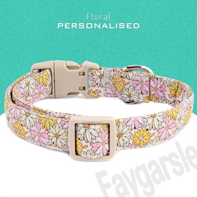 Faygarsle Floral Girl Dog Collar, Cotton Fabric - Image 2