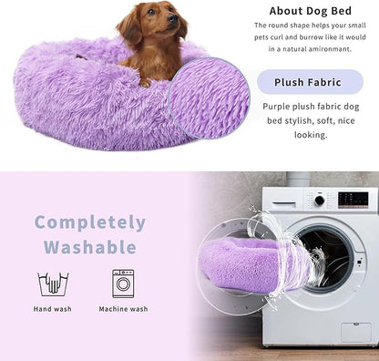 Calming Dog Bed for Medium Dogs Washable Donut 30 inches Anti-Slip Pet Bed - Image 3