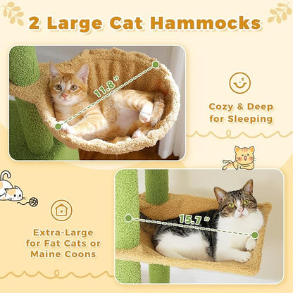 PETEPELA Floor to Ceiling Cat Tree, Adjustable 90.5''-100.4'' Cat Tower Cactus - Image 5
