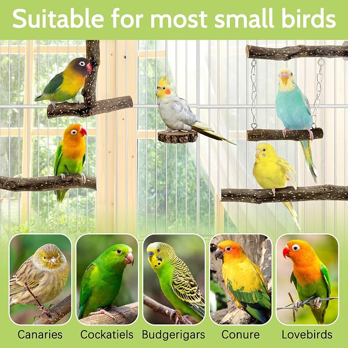 BNOSDM Natural Wood Bird Ladder Perch 6Pcs Parrot Stand Branches Climbing - Image 7
