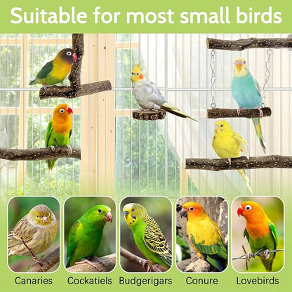 BNOSDM Natural Wood Bird Ladder Perch 6Pcs Parrot Stand Branches Climbing - Image 7