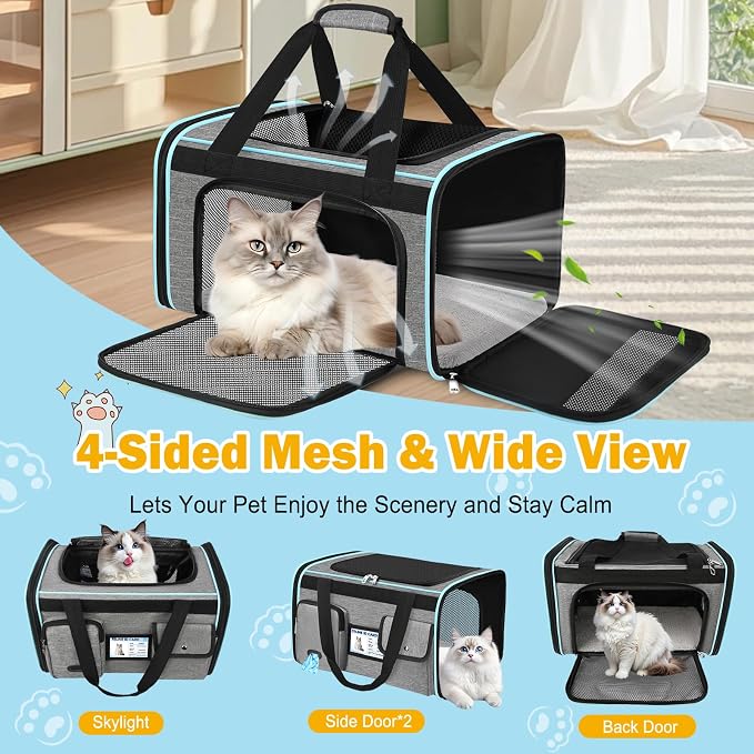 HUANLANG Soft-Sided Cat Carrier Airline Approved, Dog Carriers - Image 7
