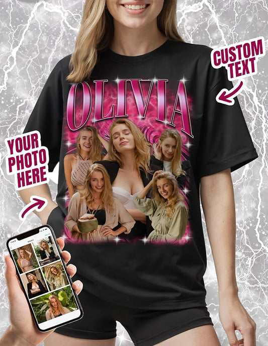Custom Bootleg Rap Shirt with Photo Text, Vintage Custom Picture Shirt - Image 2