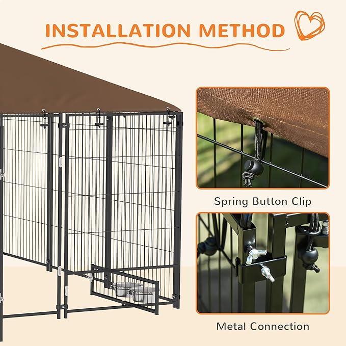 PawHut Outside Dog Kennel, Garden Playpen Fence Crate Enclosure Cage Rotating - Image 6
