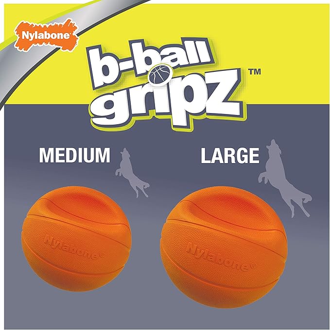 Nylabone Power Play Gripz Felt Basketball Rubber Fetch Toy, Squeaky Ball - Image 4