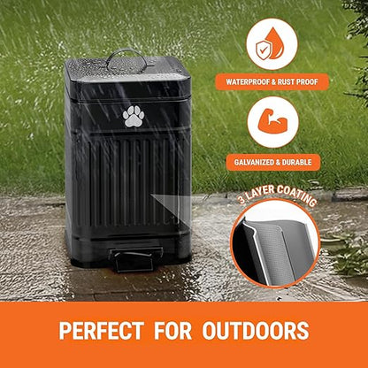 Pupzle Small Dog Poop Trash Can Outside, 1.3 Gal Metal Dog Waste Trash Can - Image 3