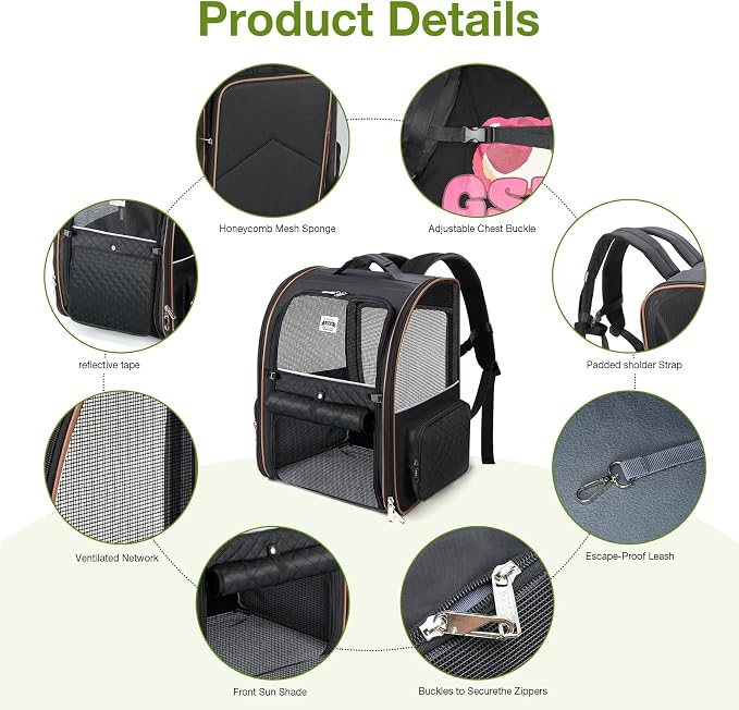 Lekebobor Large Cat Backpack Carrier Expandable Pet Carrier Backpack - Image 8
