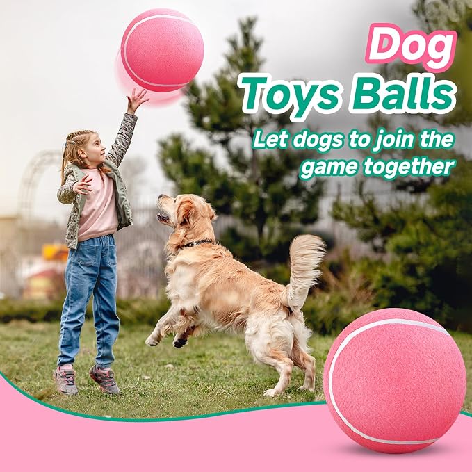 HETOO Large Dog Tennis Balls: 9.5 inch Pink Dog Toys- Giant Big Outdoor Dog - Image 2