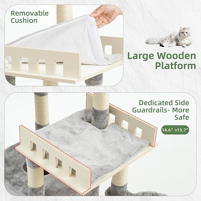 Cat Tree for Indoor Cats Large Adult, Heavy Duty Cat Tree for Large Cats 20 lbs+ - Image 2