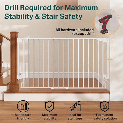 Cumbor 35.1-55" Wide No Bottom Bar Baby Gate - Image 4