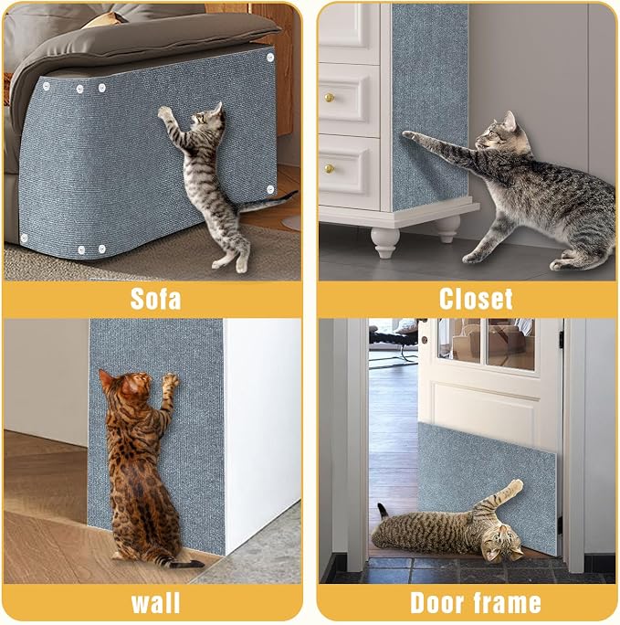 3PCS Cat Scratch Mat, 39.4"x11.9" DIY Trimmable Self-Adhesive Cat Scratching Mat - Image 8