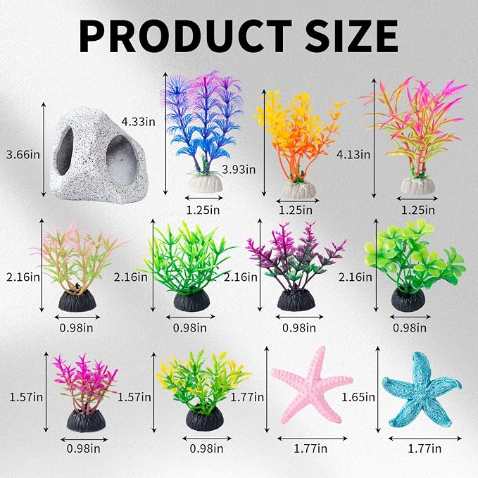COMSUN 12 PCS Aquarium Decoration Cave Set, Ceramic Fish Tank Hideaway Rock - Image 2