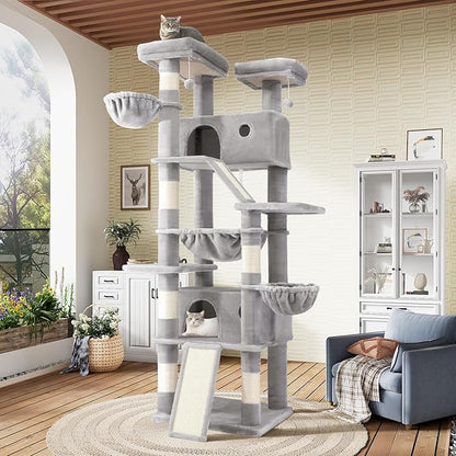 SHA CERLIN 81in Multi-Level Tall Cat Tree Tower by SHACERLIN