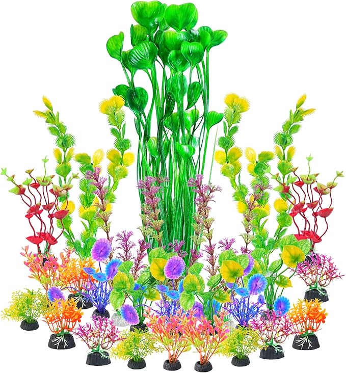 AQUANEAT 26pcs Artificial Fish Tank Plants by Aquaneat