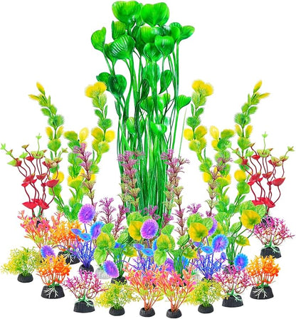 AQUANEAT 26pcs Artificial Fish Tank Plants by Aquaneat
