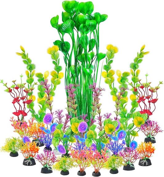 AQUANEAT 26pcs Artificial Fish Tank Plants by Aquaneat