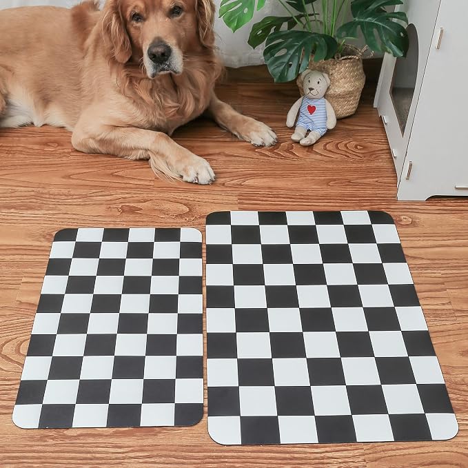 Ralxion Checkered Dog Feeding Mat, Absorbent Mats - Image 2