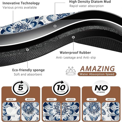 Mandala Flower Dog Food Mat for Floors, Cat Dog Bowl Mats for Food and Water - Image 3