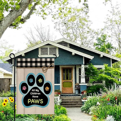12x18 All My Children Have Paws Garden Flag Cat Paw Print Black Gingham Outdoor - Image 3