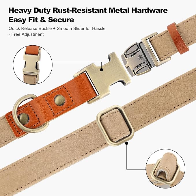 Plutus Pet Genuine Leather & Hemp Dog Collar – Adjustable Heavy Duty Pet Collar - Image 5