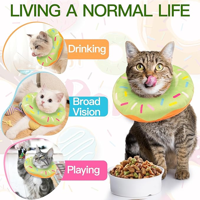 Cat Cone Collar Soft, Cute Cat Donut Collar After Surgery, Adjustable Kitten - Image 7
