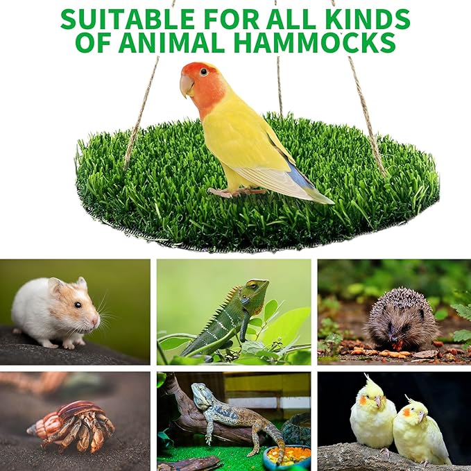 FlidRunest Large Bird Foraging Mat Toys, Natural Bird Grass Hammock Swing Toy - Image 6
