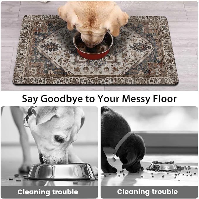 2 Pack Dog Food Mats for Floors, Absorbent and Quick-Drying Pet Cat Food Mat - Image 3