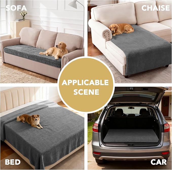 H.VERSAILTEX Non Slip Pet Couch Cover Chenille Dog Bed Protector Thick Soft - Image 6