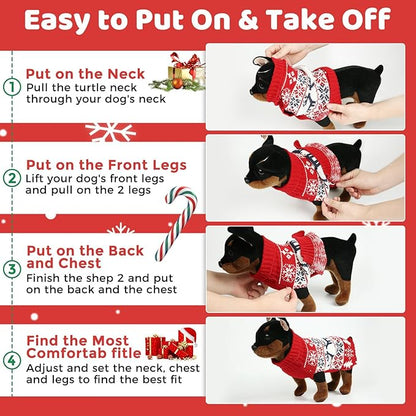 Dog Christmas Sweater, Soft Warm Pet Clothes Coat - Image 4