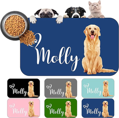 Personalized Dog Cat Mat with Name Photo Custom Placemat Feeding Mats by MYESCUSTOM