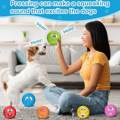3.14" Squeaky Dog Toys Funny Smile Face Chewing Latex Rubber Soft Fetch Play - Image 7