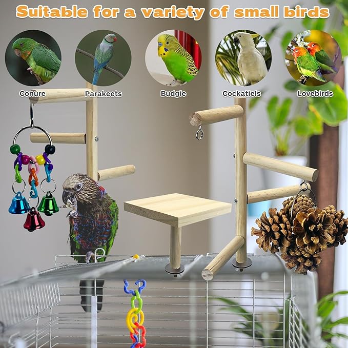 PINVNBY 3 PCS Wooden Small Bird Playground - Image 7