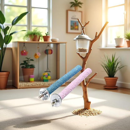 2 Pcs Multi-Color Random Bird Perch Stand Toy Wood Parrot Perch Stand Grinding - Image 3