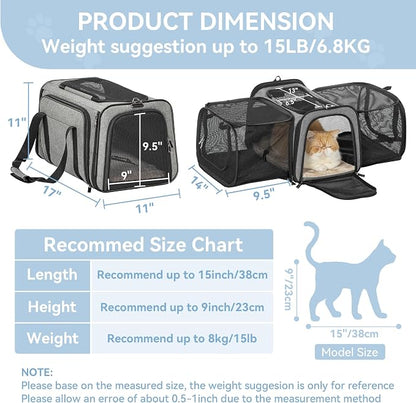 Petsfit 17" x 11" x 11" Airline-Approved Expandable Pet Carrier, 2X Square - Image 3