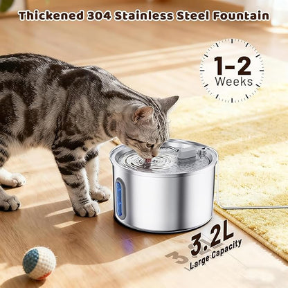 Cat Water Fountain Stainless Steel, 3.2L Cat Fountains - Image 7