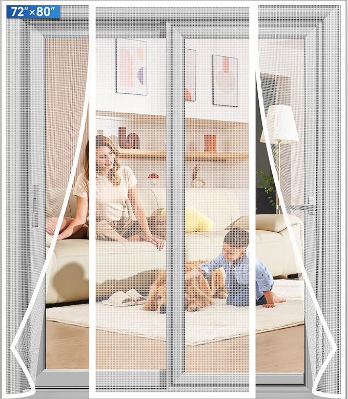 Magnetic Screen Door Upgraded PET Mesh Stronger Than Fiberglass and Polyester by Longeas