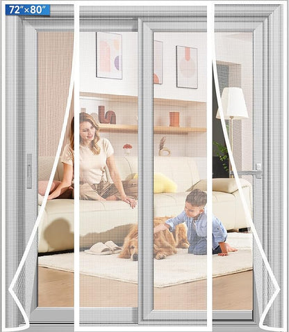 Magnetic Screen Door Upgraded PET Mesh Stronger Than Fiberglass and Polyester by Longeas