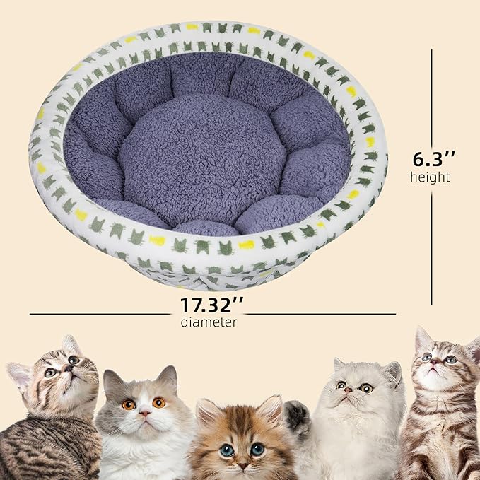 Super Soft Small Dog & Cat Bed, Anti-Anxiety Puppy Cuddler, Cozy Round Fluffy - Image 2