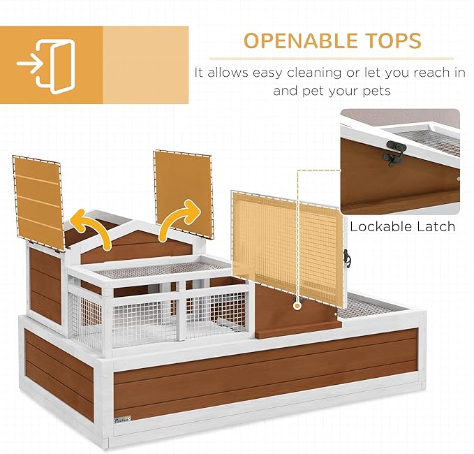 PawHut 3- Room Tortoise House Habitat - Image 4
