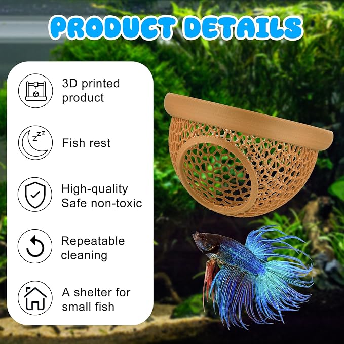 Floating Betta Hide & Shrimp Cave – 3D Printed Aquarium Hammock, Feeder & Rest - Image 7