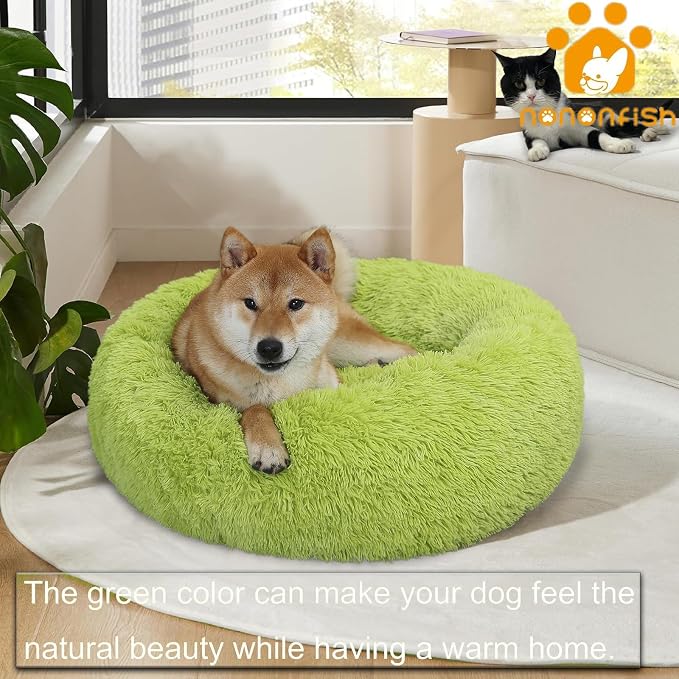 Calming Dog Bed for Medium Dogs Washable Donut 30 inches Anti-Slip Pet Bed - Image 6