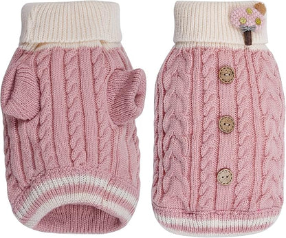 Dog Sweater Turtleneck Knitwear Doggie Pullover Sweater Doggy Winter Coat Warm - Image 3