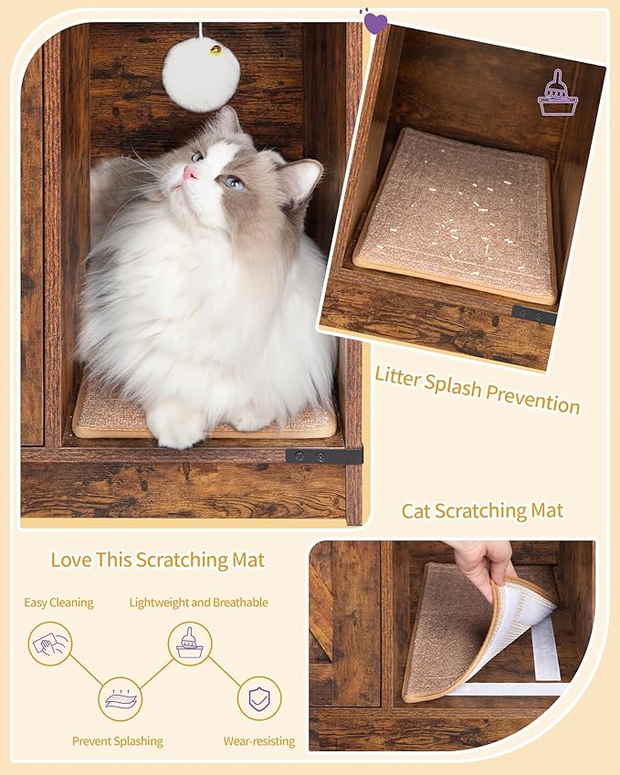 Cat Litter Box Enclosure, Hidden Litter Box Cabinet Furniture - Image 5