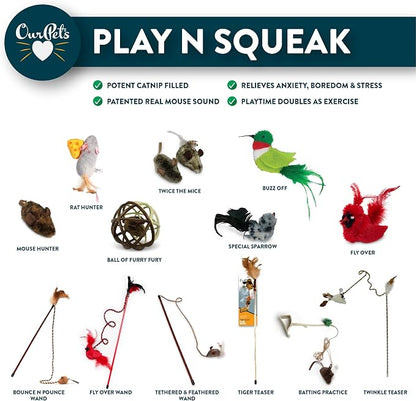 OurPet's Play-N-Squeak Teathered & Feathered Play Wand Cat Toy - Image 8