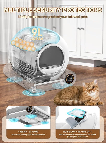 Automatic Litter Box, 65L+9L Extra Large, APP Control, Deodorization, 3 Rolls - Image 3
