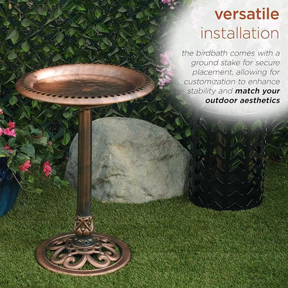 Alpine Corporation | 28" Bronze Outdoor Pedestal Birdbath - Image 8