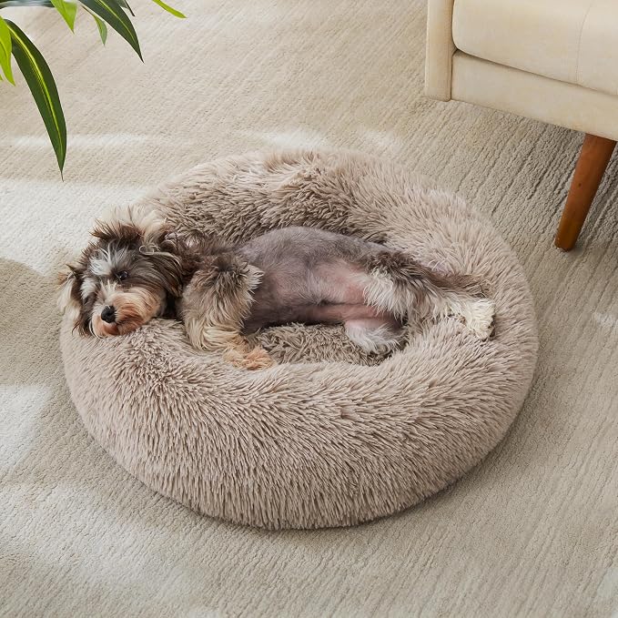 Calming Dog Bed & Cat Bed, Anti-Anxiety Donut Cuddler Warming Cozy Soft Round - Image 3