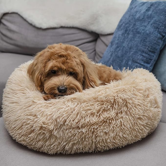 Calming Donut Dogs Beds for Small Dogs Washable, 19inch Fluffy Round Puppy Bed - Image 5