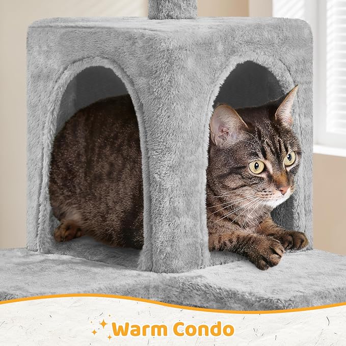 Yaheetech | 54in Cat Tree | Multi-Level Cat Tower w/Spacious Perch, Cozy Condo - Image 6